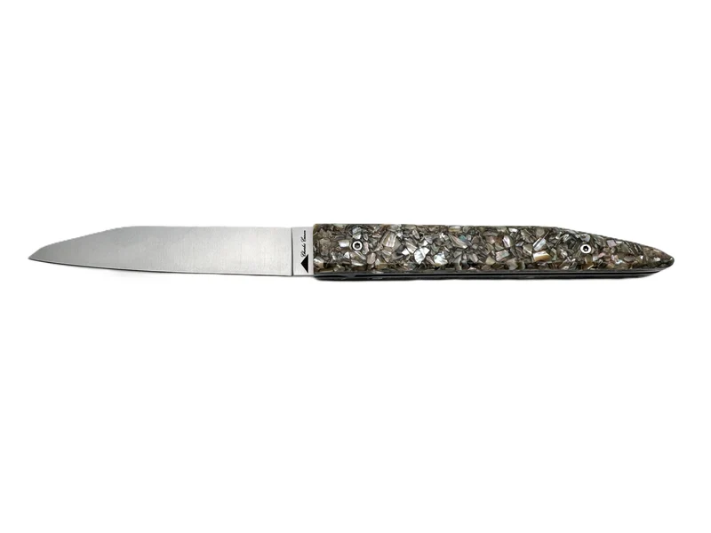 Couteau pliant manche en coquilles d'ormeaux