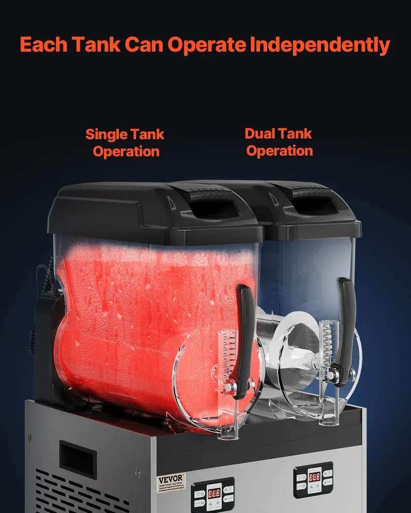 Machine à Granita Professionnelle 12 L — 1 Cuve, 48 Boissons