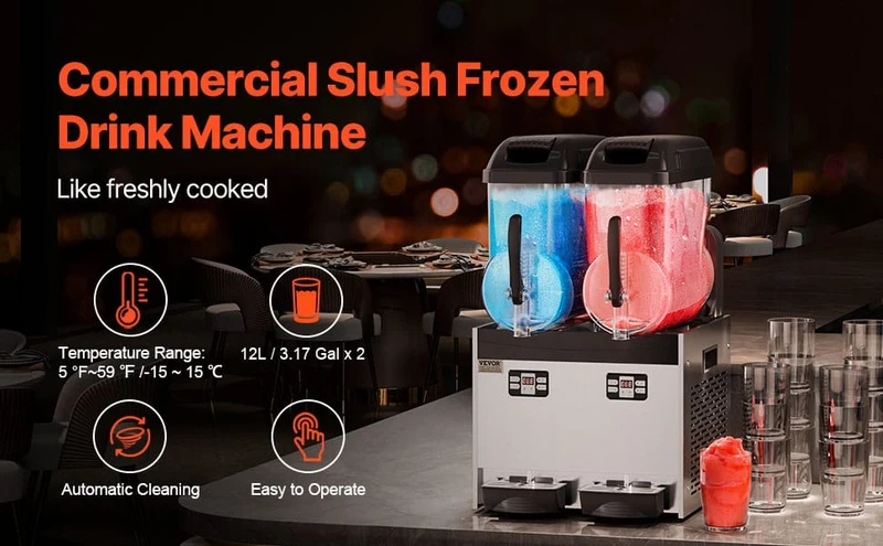 Machine à Granita Professionnelle 12 L — 1 Cuve, 48 Boissons