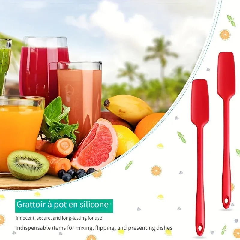 Spatule Silicone Longue 33cm - Ustensile Non-adhérent Roug