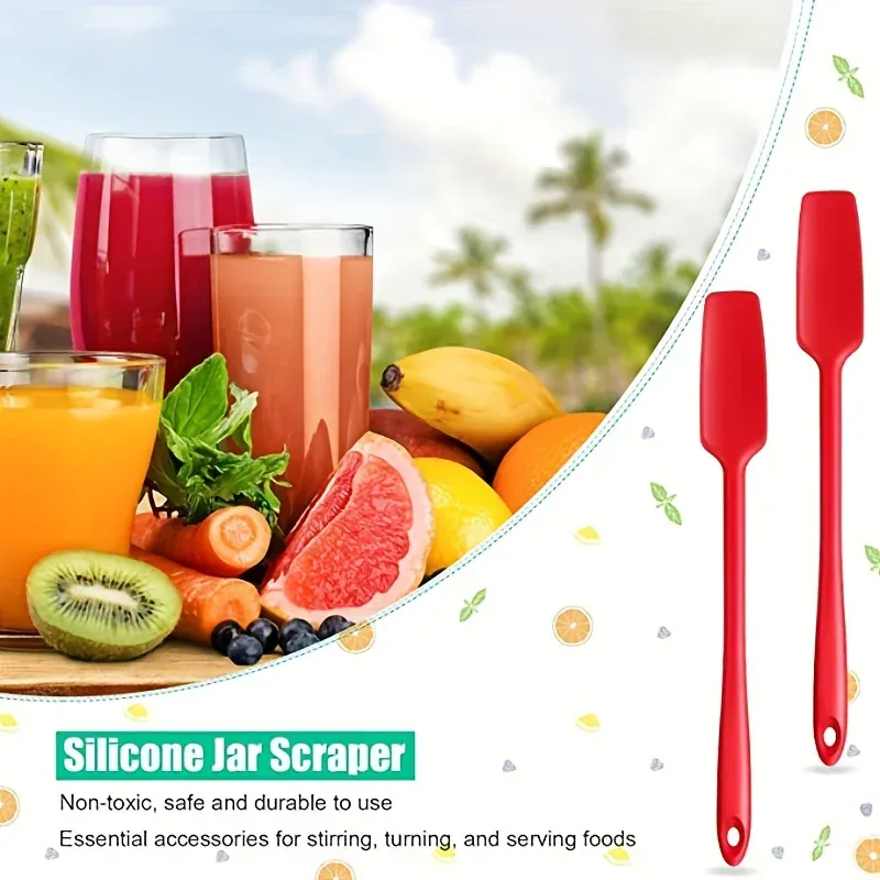 Spatule Silicone Longue 33cm - Ustensile Non-adhérent Roug