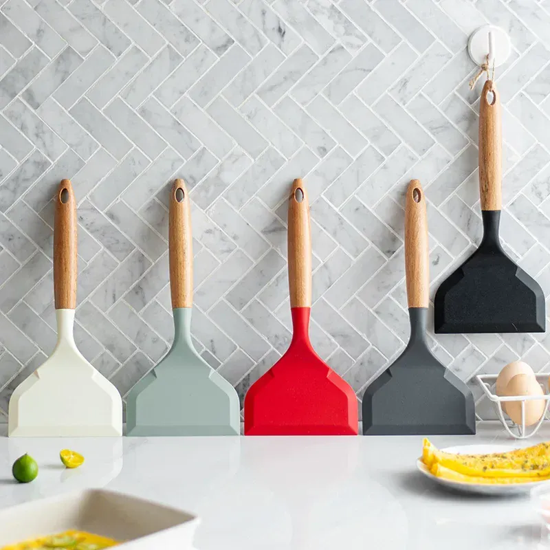 Spatule Silicone Large Résistante à la Chaleur pour Crêpes et Omelettes