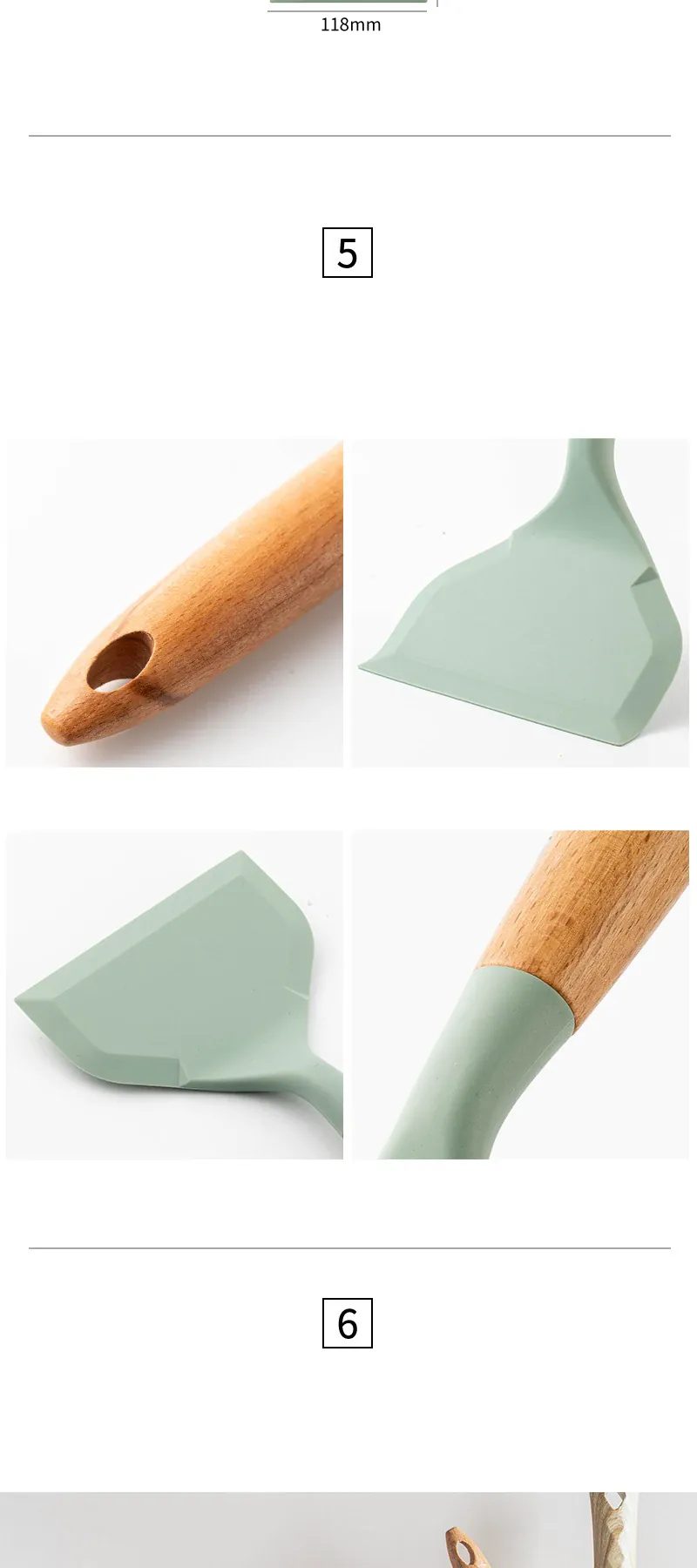 Spatule Silicone Large Résistante à la Chaleur pour Crêpes et Omelettes