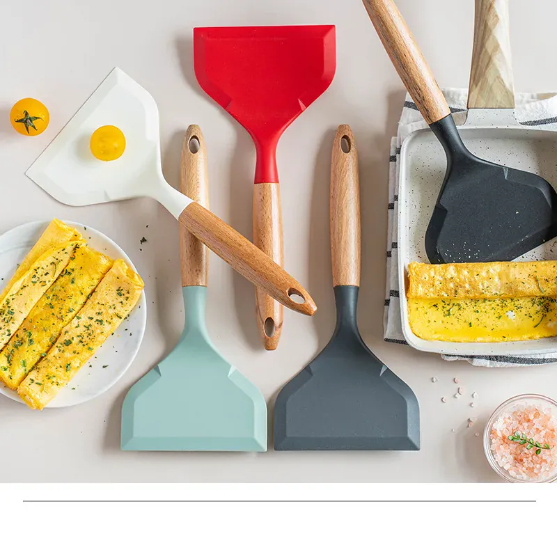 Spatule Silicone Large Résistante à la Chaleur pour Crêpes et Omelettes