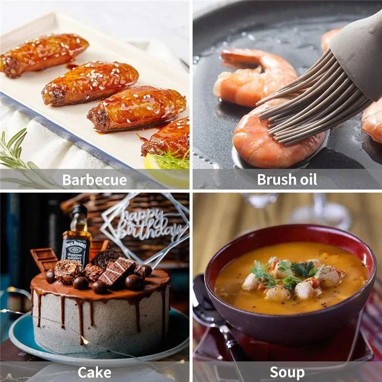 Set Spatules Silicone 5 pièces Résistantes à la Chaleur avec Manche en Bambou
