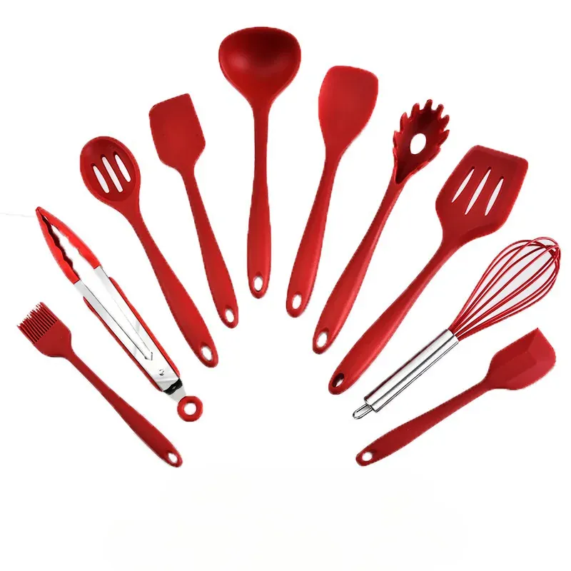 Set de 10 Ustensiles de Cuisine en Silicone Écologique et Résistant à la Chaleur