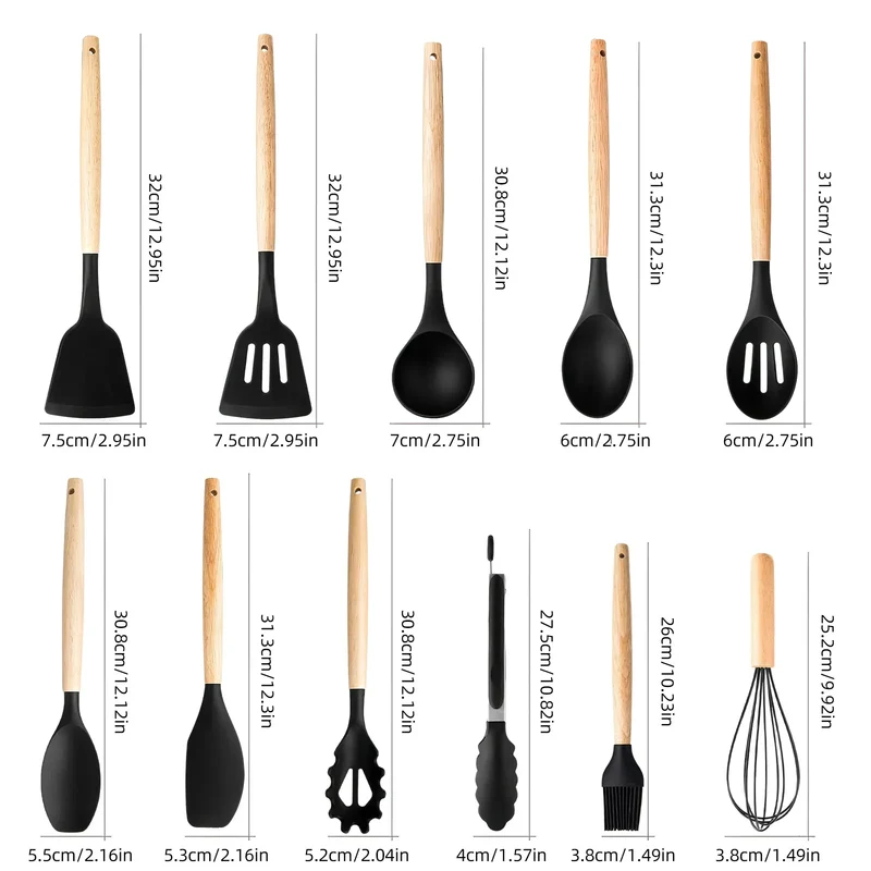 20 ustensiles de cuisine en silicone résistant à 230°C