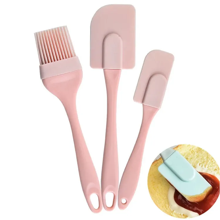 Set Spatules Silicone 3 Pieces Pâtisserie Résistantes à la Chaleur