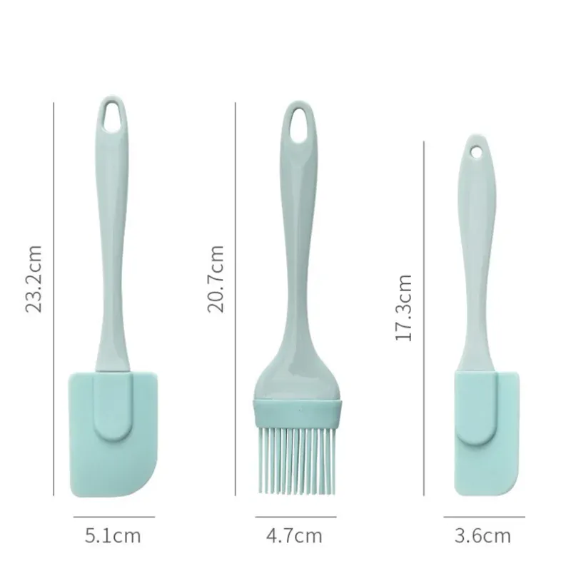 Set Spatules Silicone 3 Pieces Pâtisserie Résistantes à la Chaleur