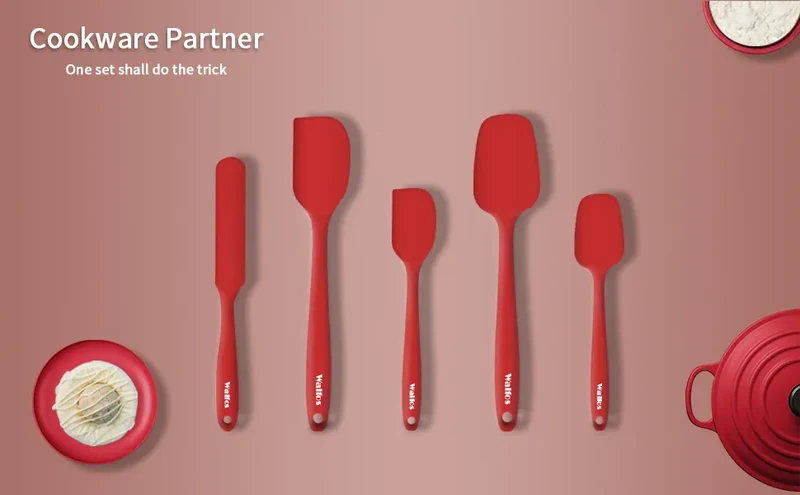 Set Spatules Silicone 5 pièces Résistantes à la Chaleur Pâtisserie