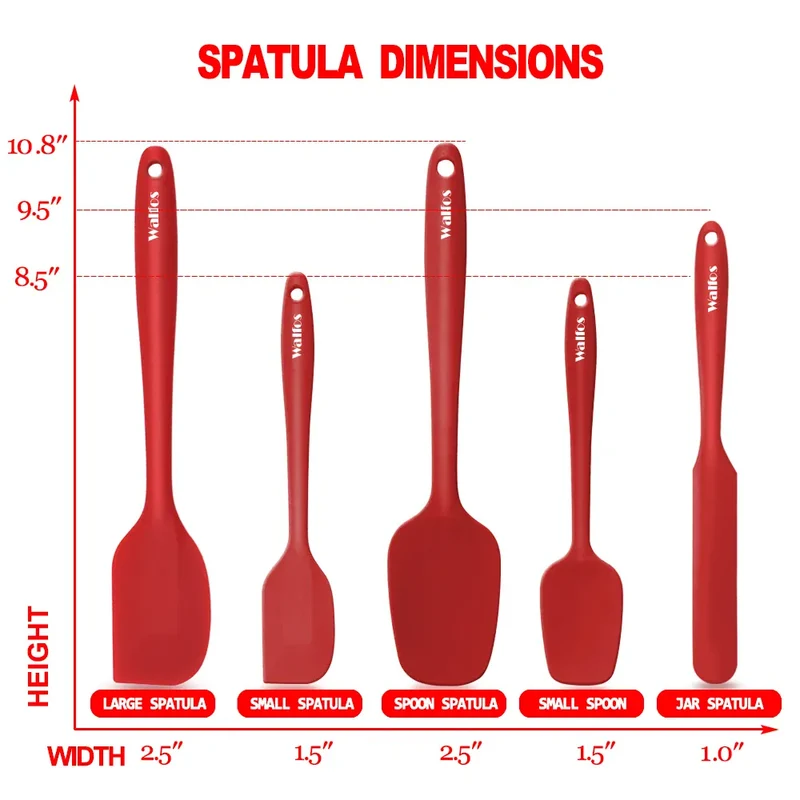 Set Spatules Silicone 5 pièces Résistantes à la Chaleur Pâtisserie