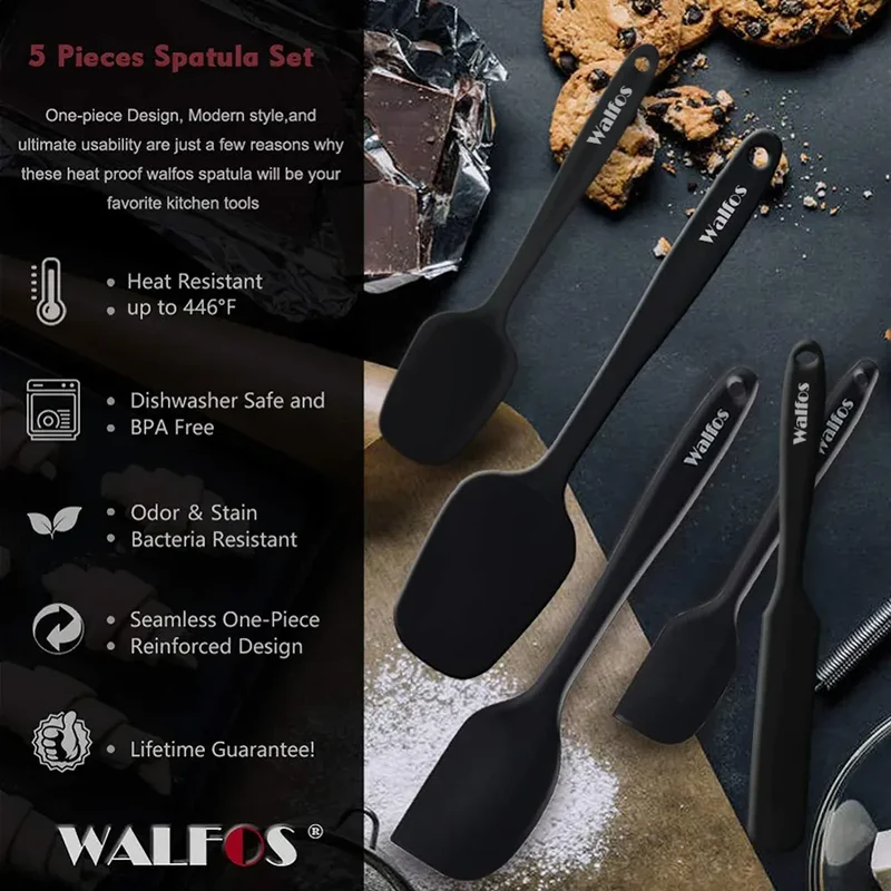 Set Spatules Silicone 5 pièces Résistantes à la Chaleur Pâtisserie