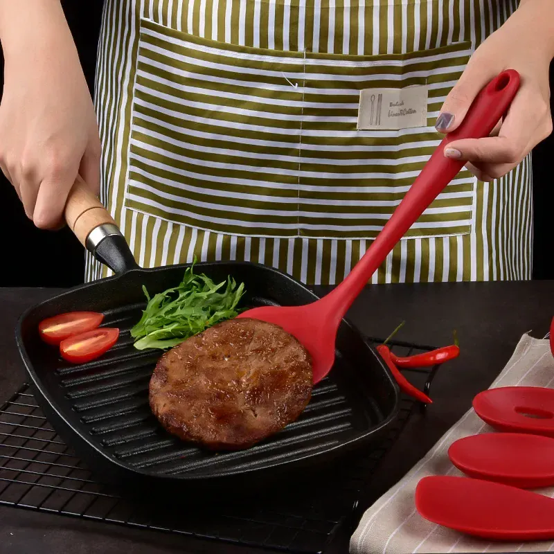 Set Ustensiles Silicone 5 pièces Résistants à la Chaleur Rouge