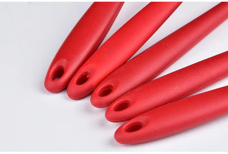 Set Ustensiles Silicone 5 pièces Résistants à la Chaleur Rouge