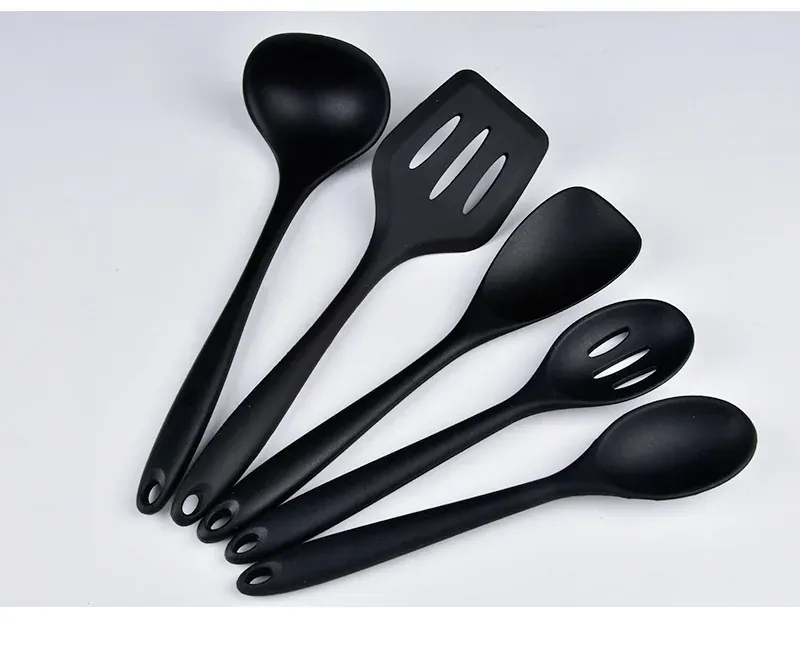 Set Ustensiles Silicone 5 pièces Résistants à la Chaleur Rouge