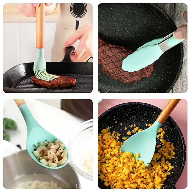 Set Ustensiles Silicone 12 pièces Cuisine | Résistants à la chaleur