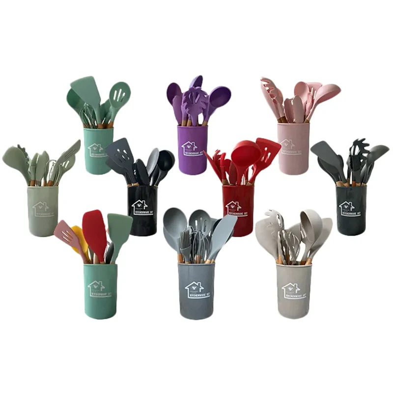 Set Ustensiles Silicone 12 pièces Cuisine | Résistants à la chaleur