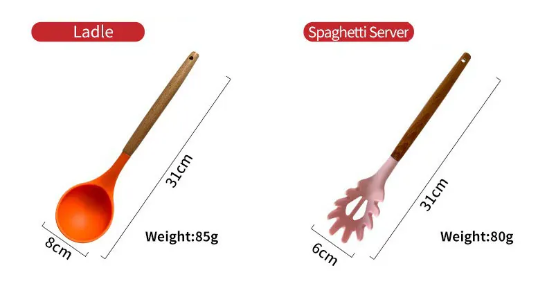 Set Ustensiles Silicone 12 pièces Cuisine | Résistants à la chaleur
