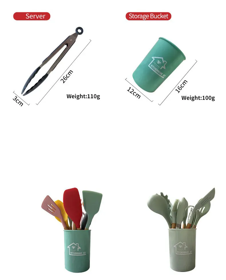 Set Ustensiles Silicone 12 pièces Cuisine | Résistants à la chaleur