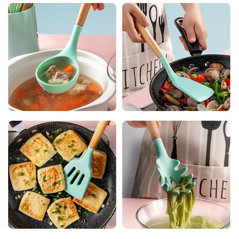 Set Ustensiles Silicone 12 pièces Cuisine | Résistants à la chaleur