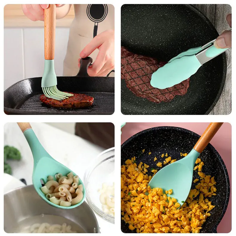 Set Ustensiles Silicone 12 pièces Cuisine | Résistants à la chaleur
