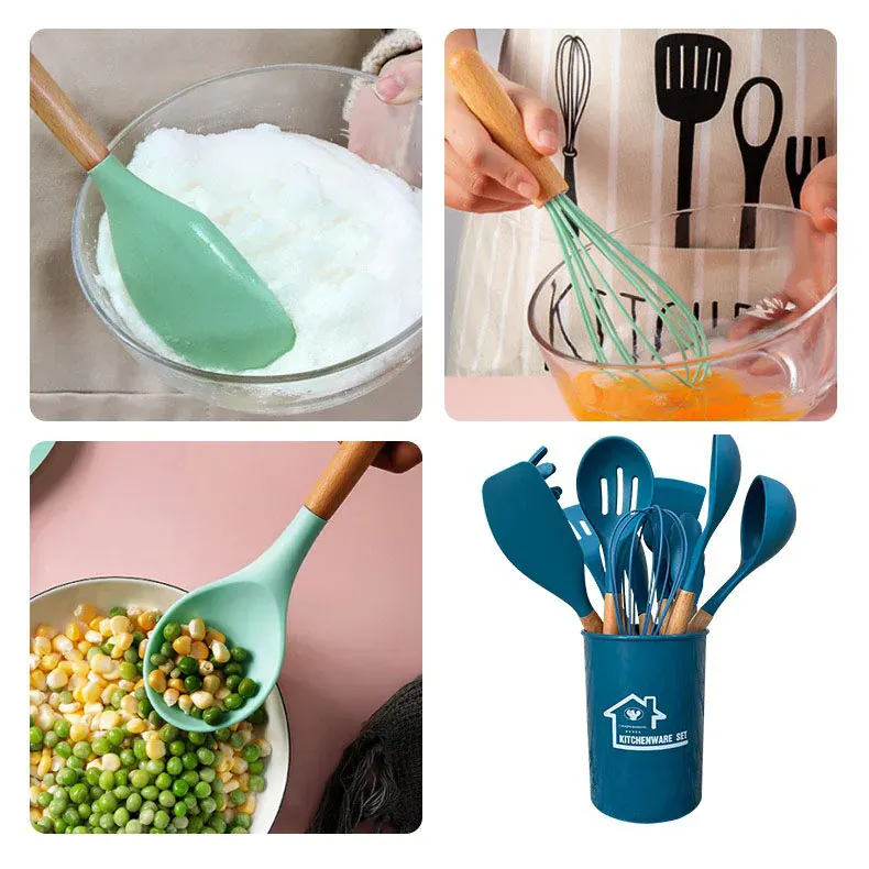 Set Ustensiles Silicone 12 pièces Cuisine | Résistants à la chaleur