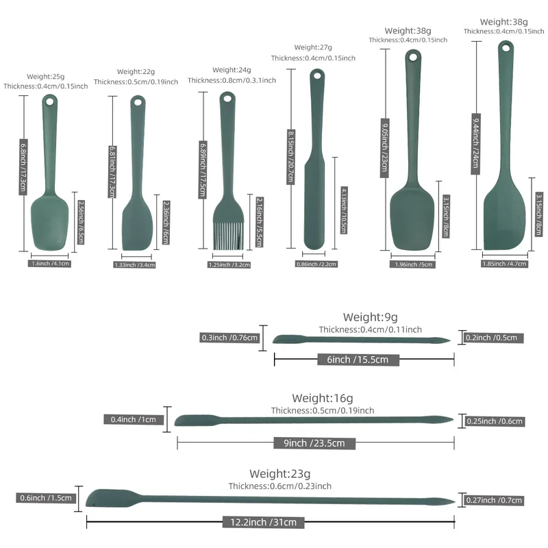 Set Ustensiles Silicone 6/9 Pieces Résistants Chaleur pour Pâtisserie