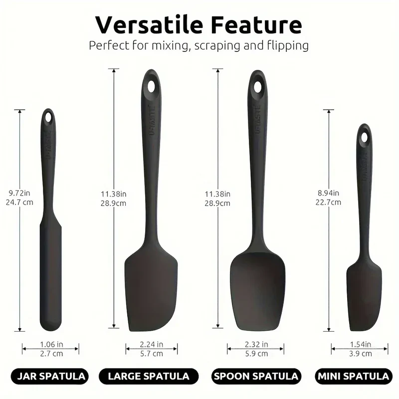 Set Spatules Silicone 4 pièces Résistantes à la Chaleur pour Cuisine