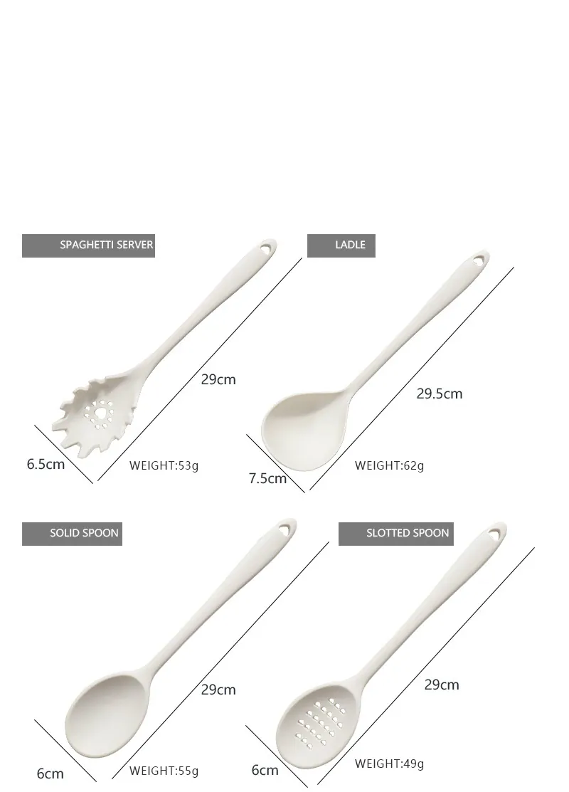 Set de 18 Ustensiles Pratiques en silicone (Rose/Blanc/Noir)