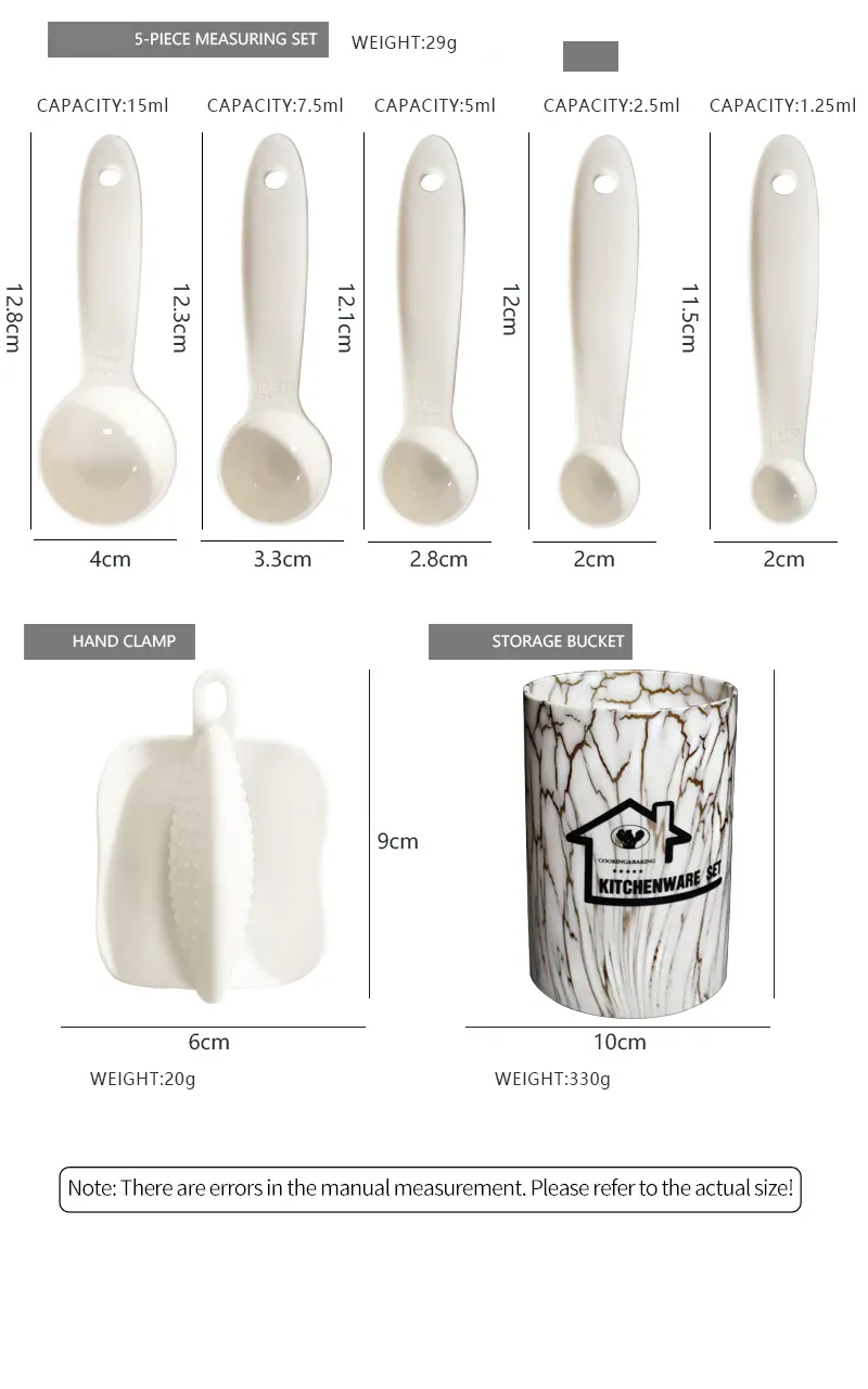 Set de 18 Ustensiles Pratiques en silicone (Rose/Blanc/Noir)