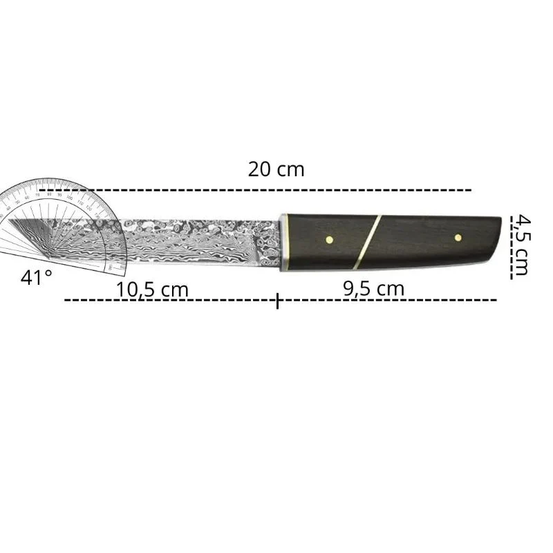 Couteau Tanto Noir en Acier Damas