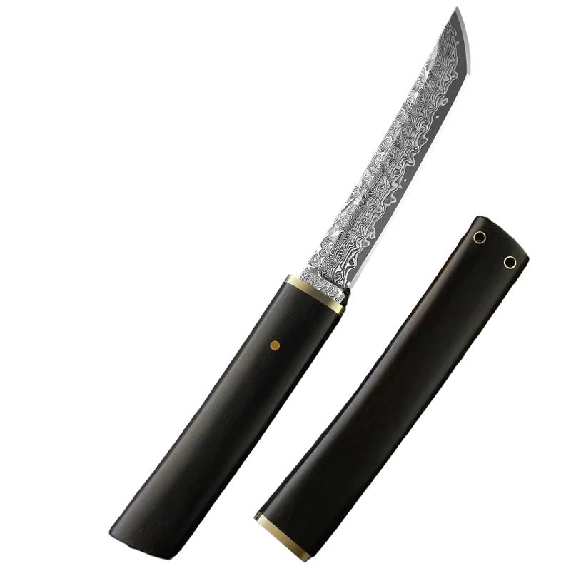 Couteau Tanto Japonais en Acier Damas