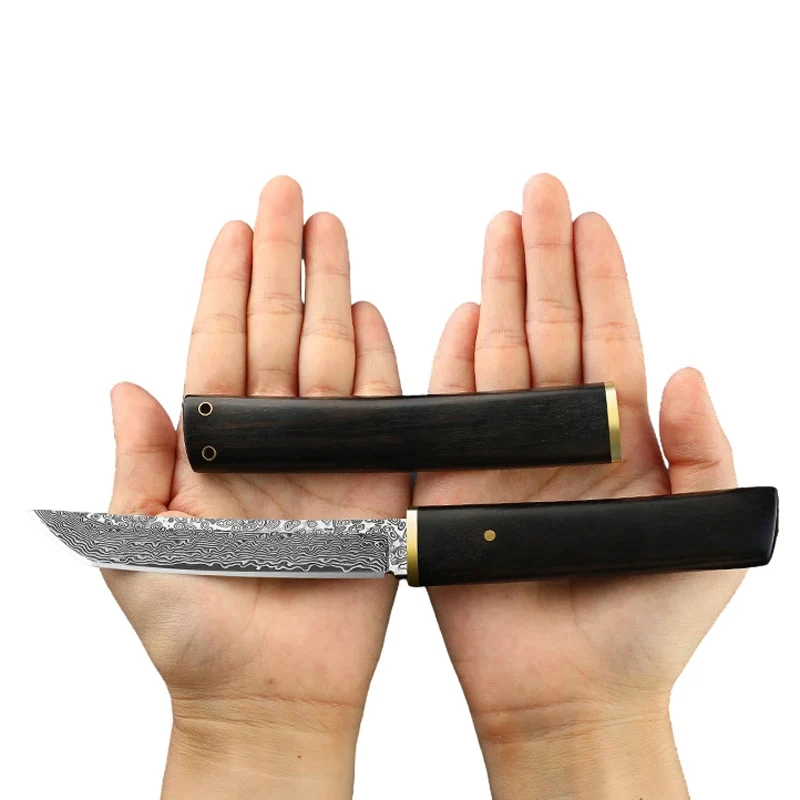 Couteau Tanto Japonais en Acier Damas