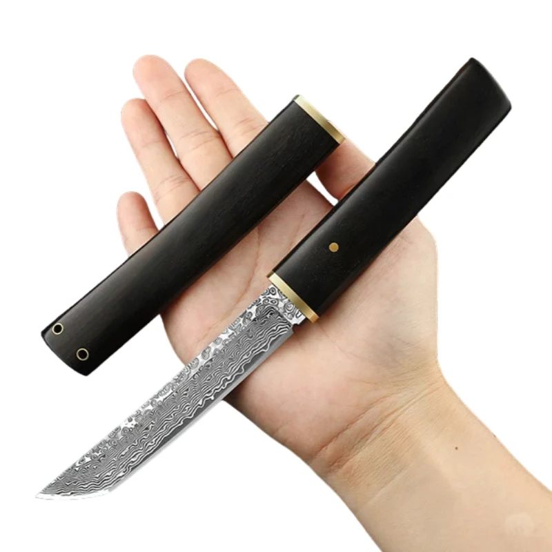 Couteau Tanto Japonais en Acier Damas