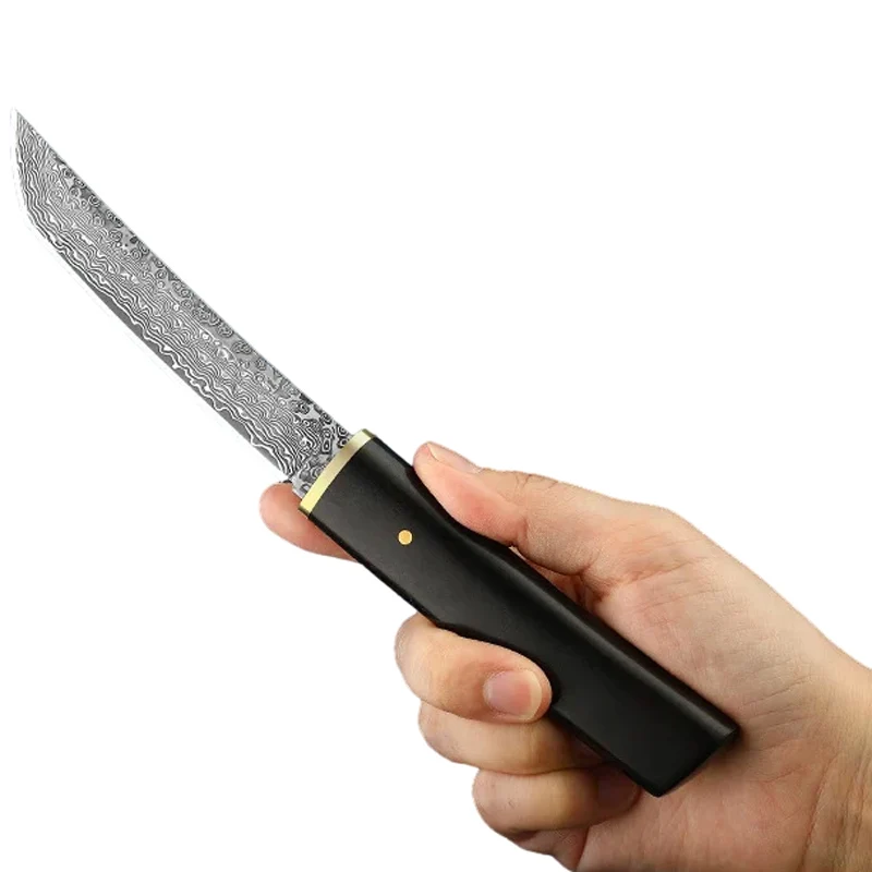 Couteau Tanto Japonais en Acier Damas