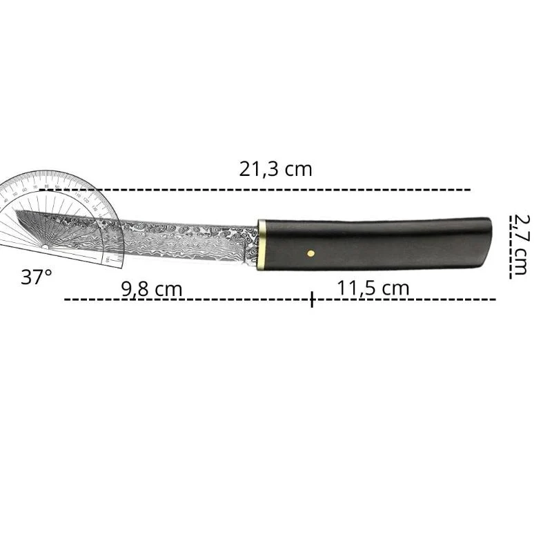 Couteau Tanto Japonais en Acier Damas