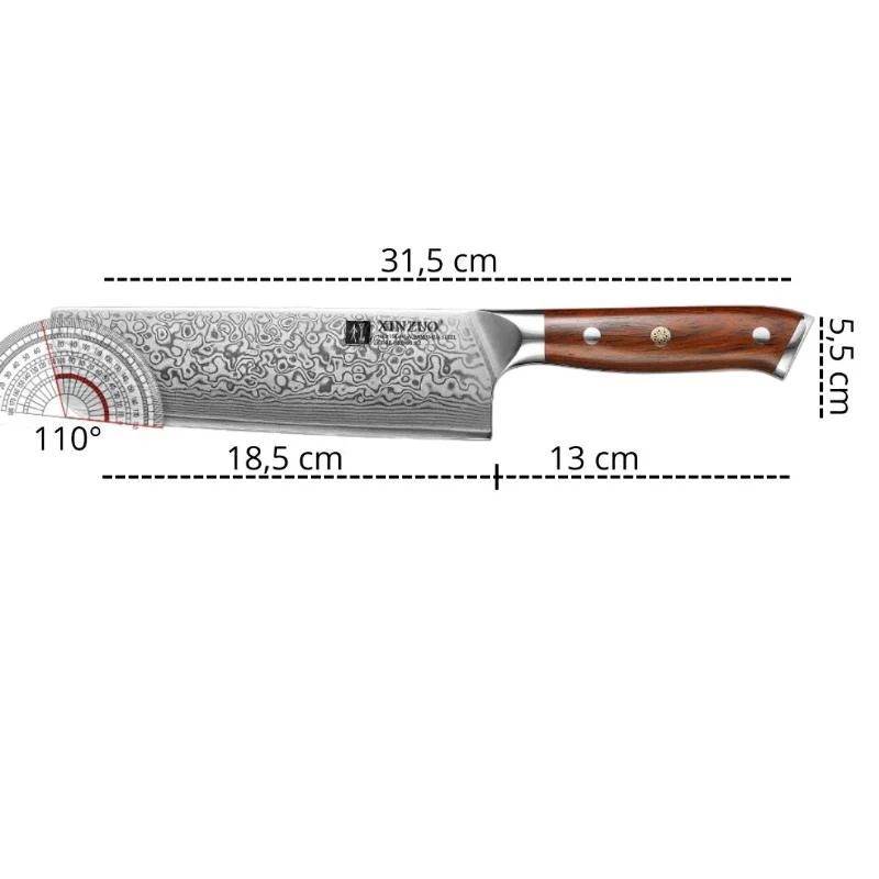 Couteau Nakiri Japonais Lame Damas