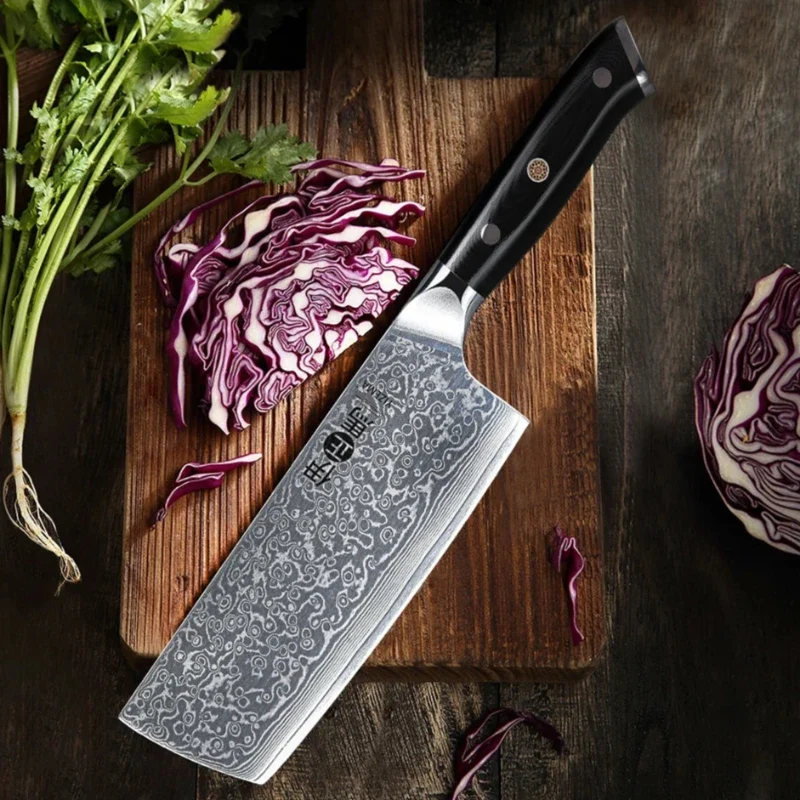 Couteau Nakiri Japonais Acier Damas