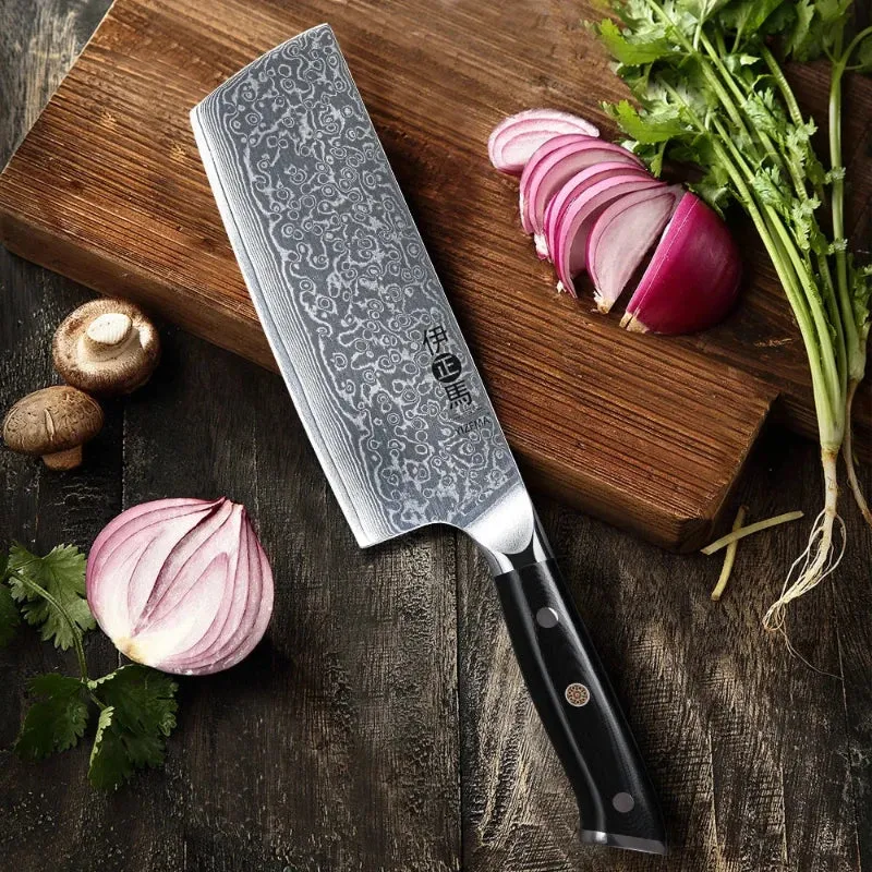 Couteau Nakiri Japonais Acier Damas
