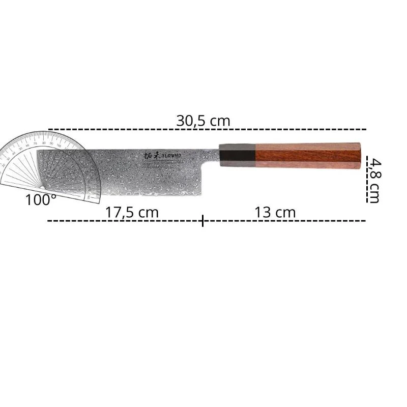 Couteau Nakiri Lame Acier Damas
