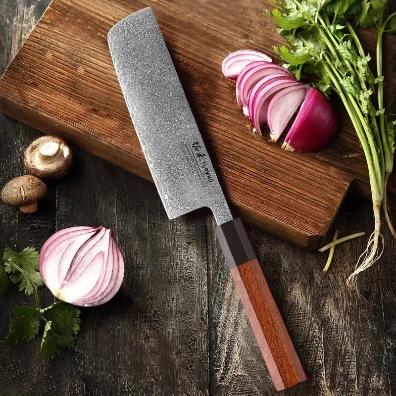 Couteau Nakiri Lame Acier Damas