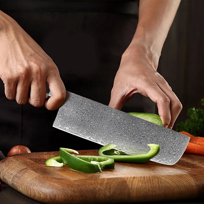 Couteau Nakiri Lame Acier Damas