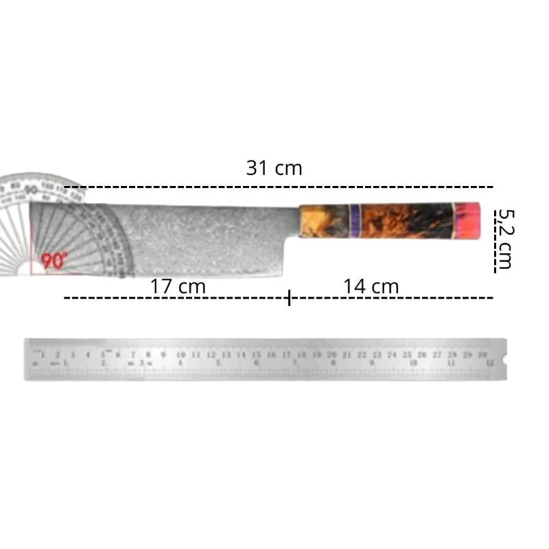 Couteau Japonais en Acier Damas