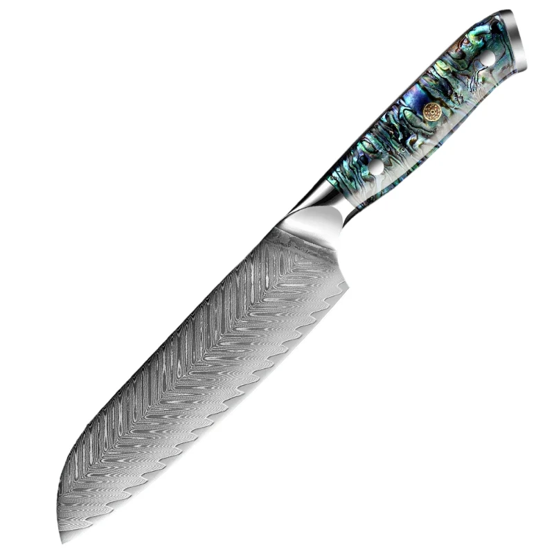 Couteau Santoku Japonais avec Lame en Acier Damas