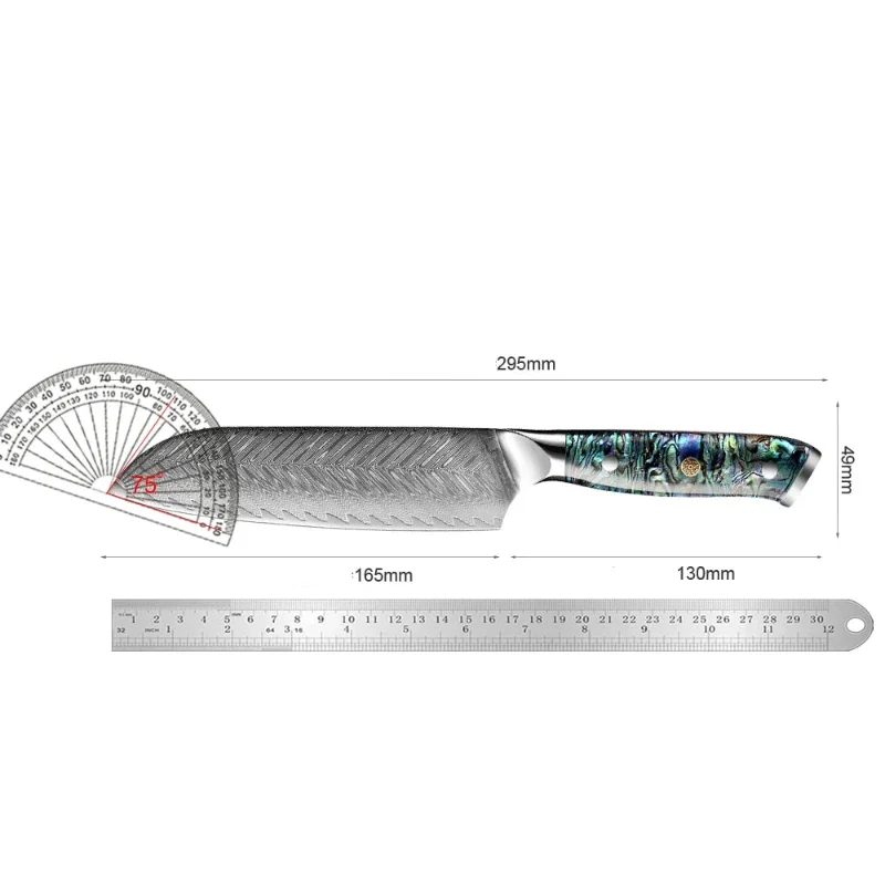Couteau Santoku Japonais avec Lame en Acier Damas