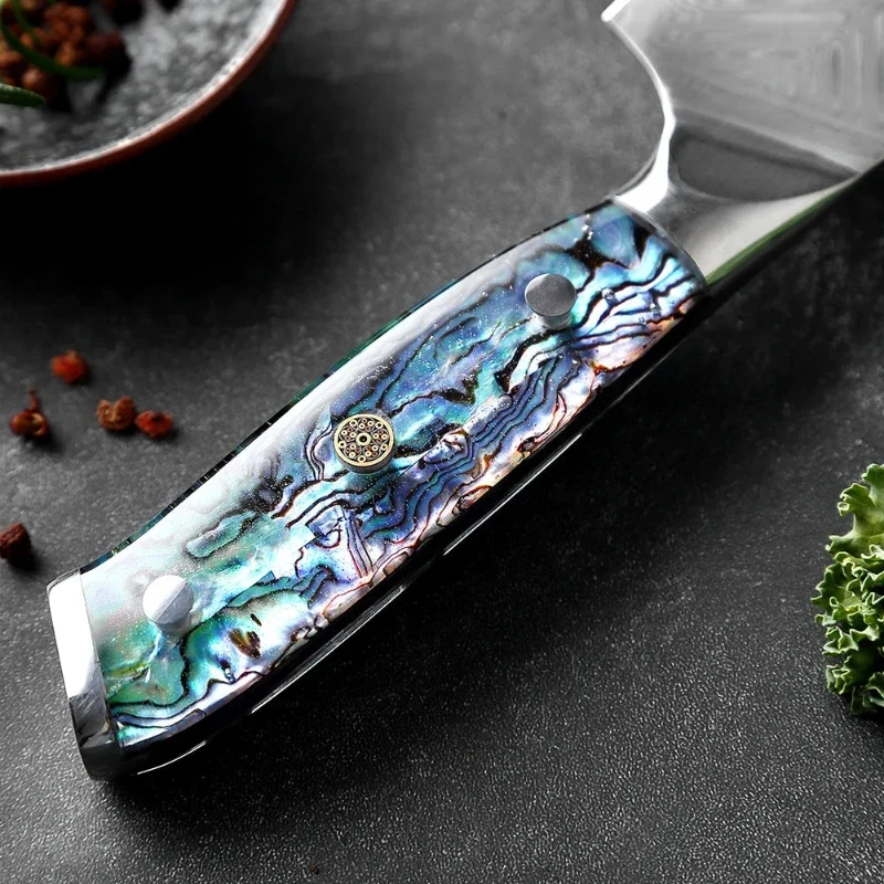 Couteau Santoku Japonais avec Lame en Acier Damas