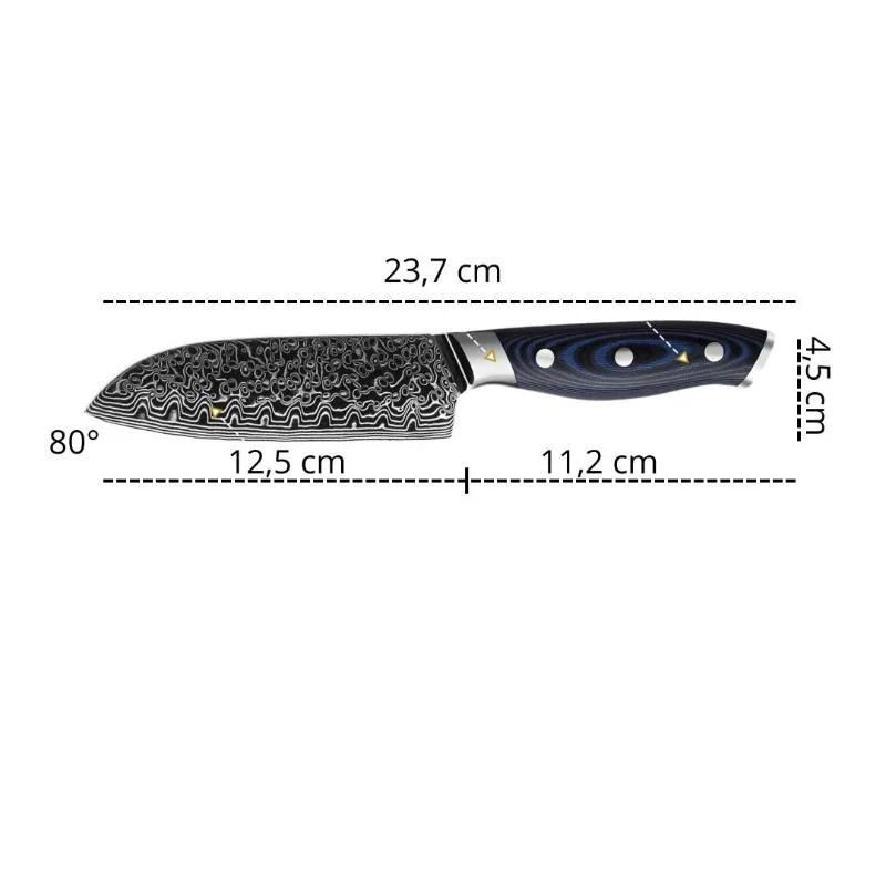 Couteau Santoku Damas Bois Bleu