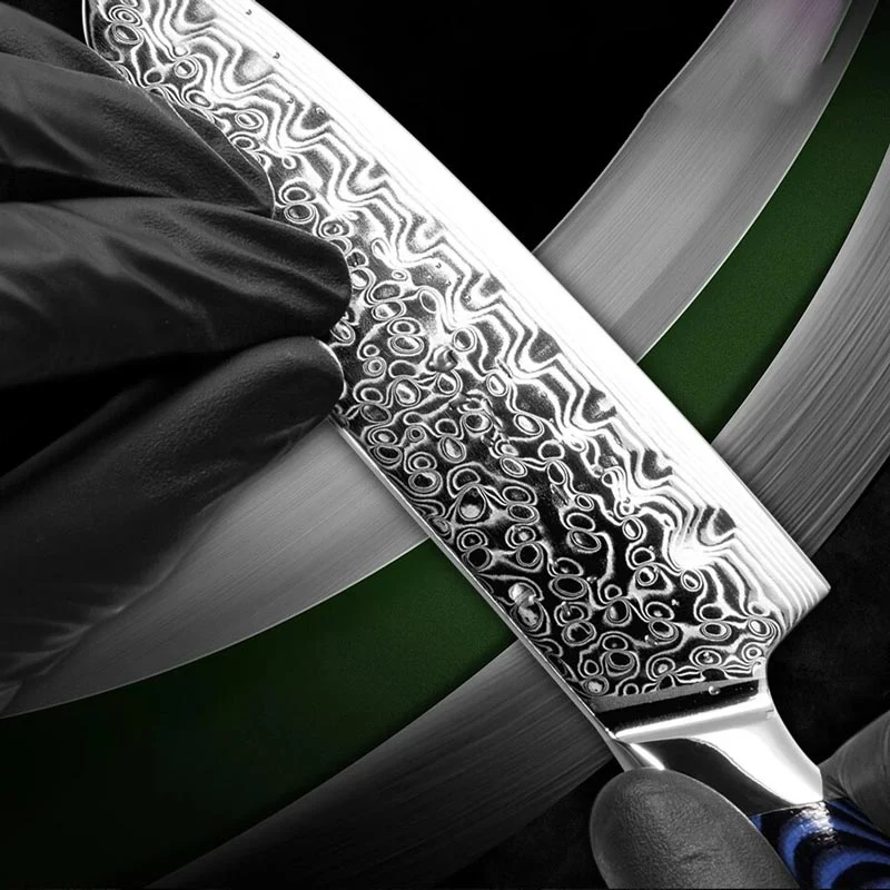 Couteau Santoku Damas Bois Bleu