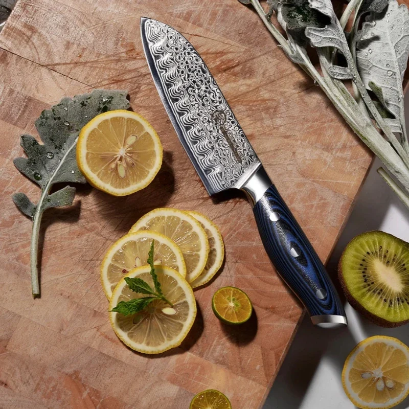 Couteau Santoku Damas Bois Bleu