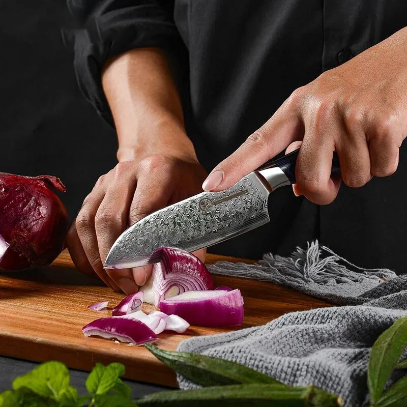 Couteau Santoku Damas Bois Bleu